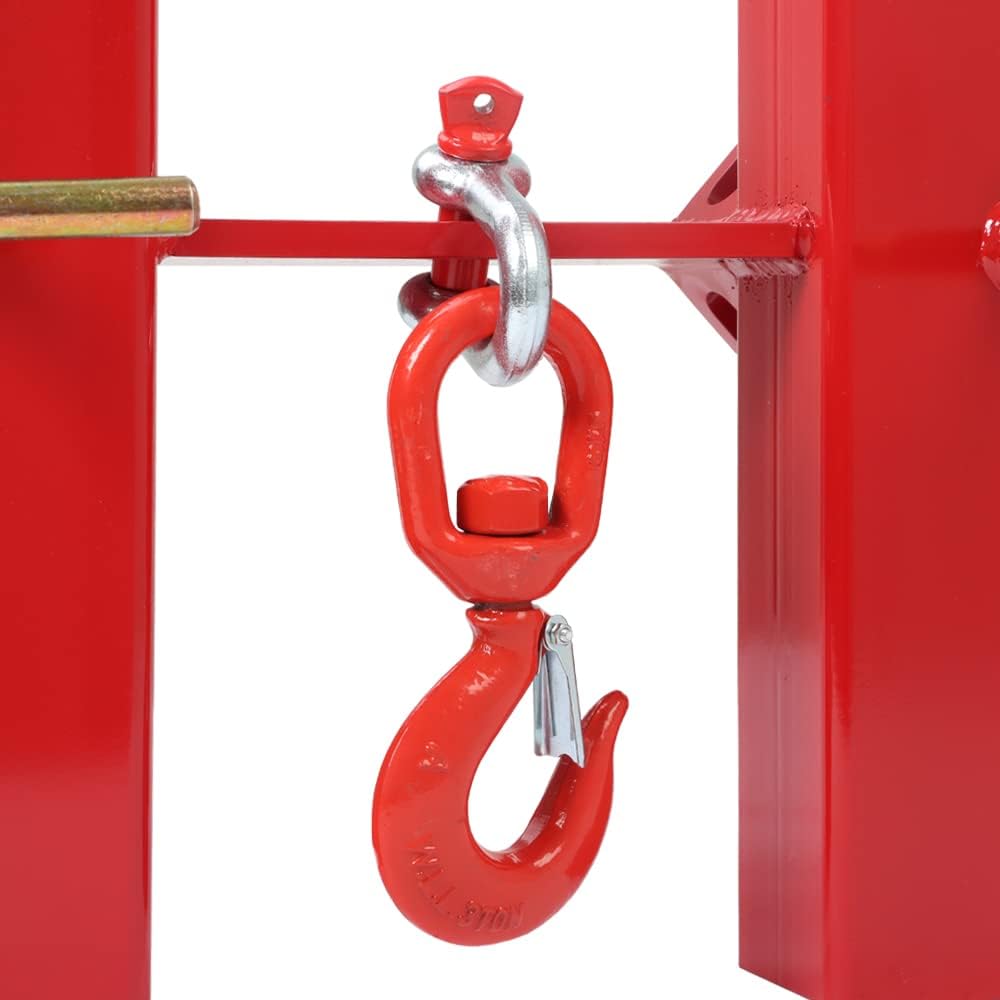 ELITEWILL Forklift Lifting Hook, 6600lbs Capacity Forklift Lifting Hoist, Red Forklift Mobile Crane with Swivel Hook and Two Large T-Screws, Hook Forklift Lifting Hoist, Fork Lifting Attachment