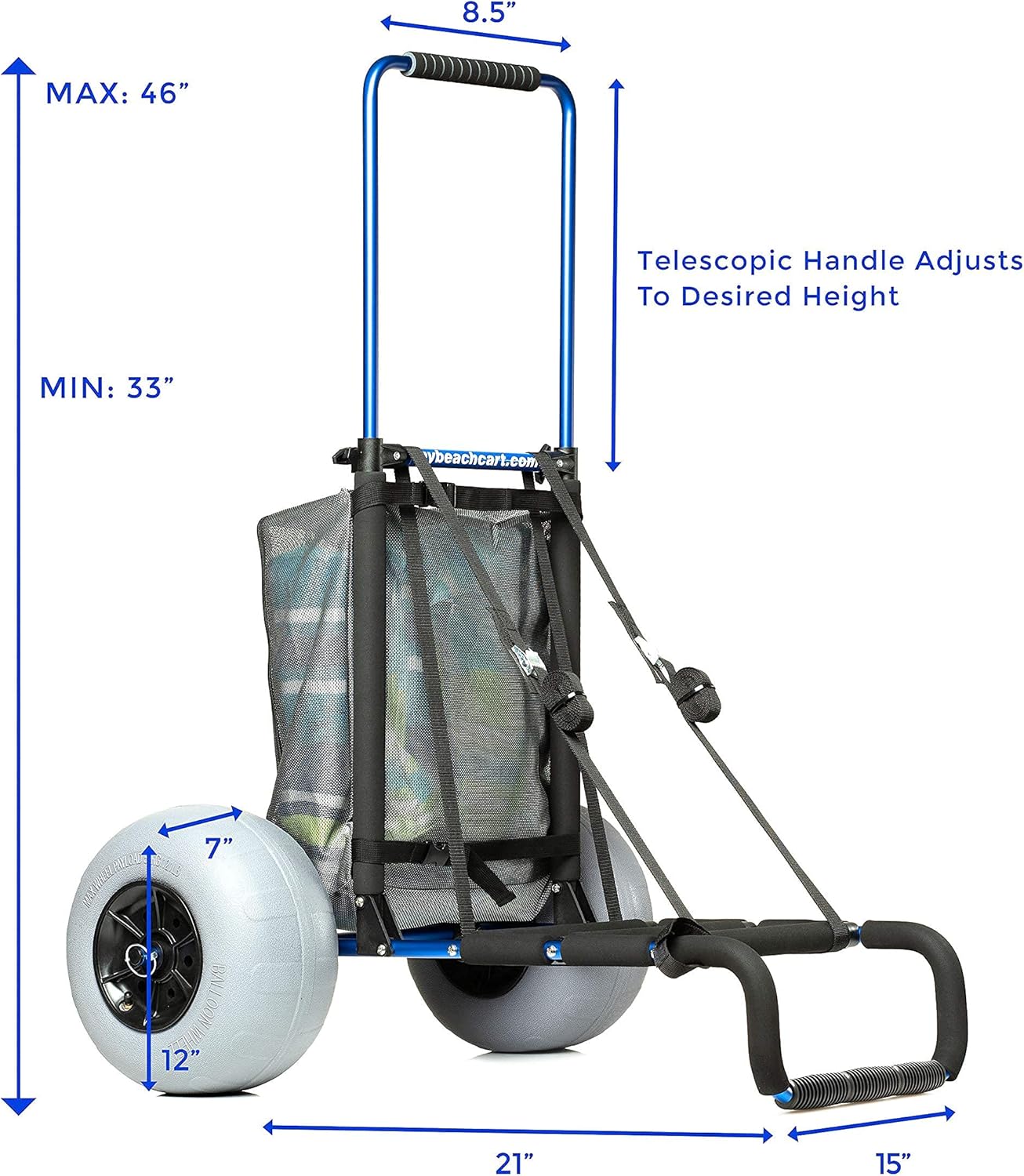 My Beach Cart® NO Rust Aluminum Foldable Beach Cart Trolley 12 INCH Big Wheels Balloon Tires for Sand Heavy Duty. Why Buy A Beach Cart That Only Holds A Cooler?