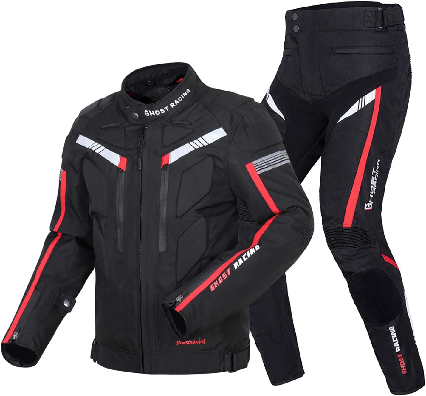 Motorcycle Jacket And Trousers Set, Waterproof Motocross Riding Jacket Windproof Touring Protective, Autumn Winter for Men and Women Racers Motorbike Clothing,L,Grey