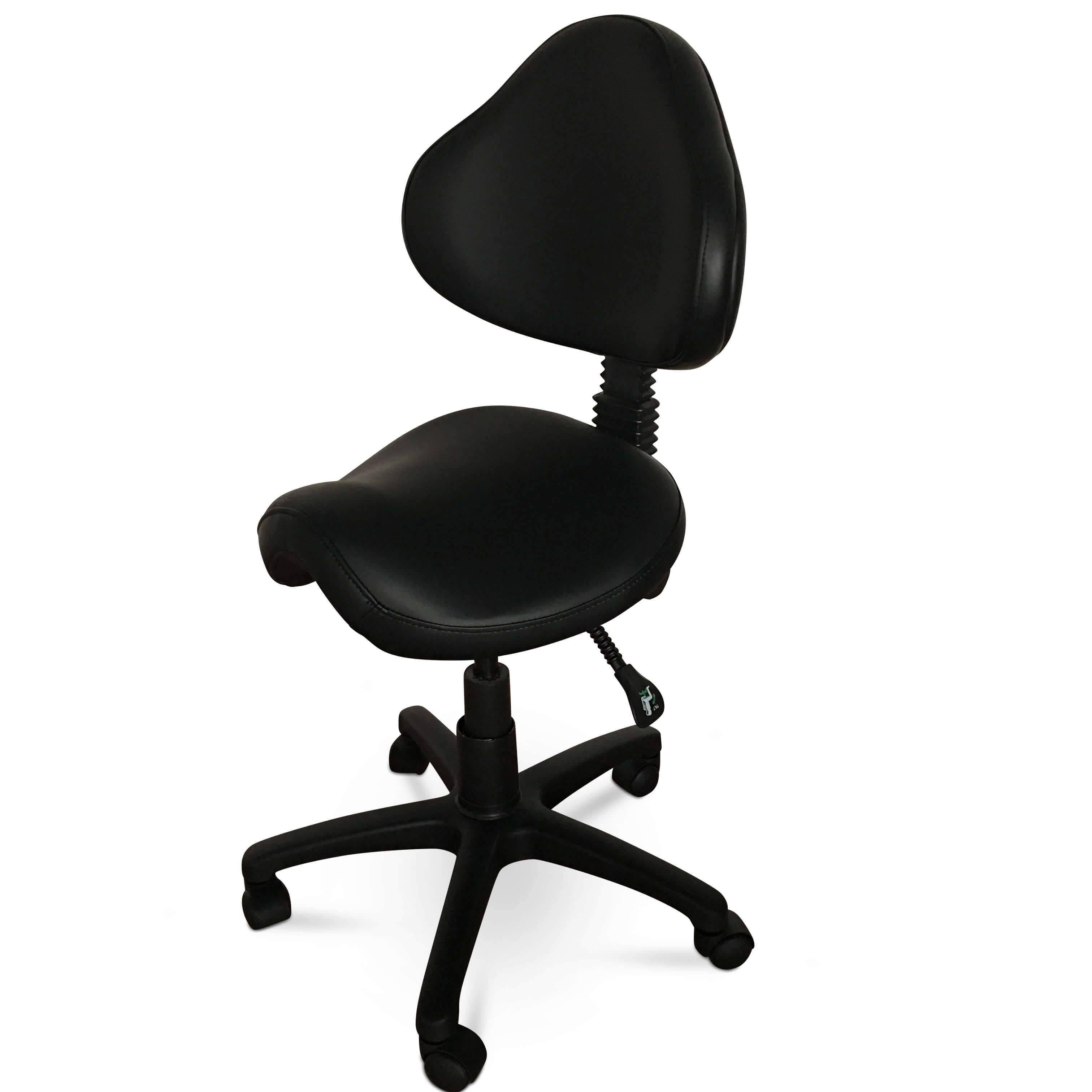 ES Ergonomic Rolling Saddle Stool with Adjustable Height and Backrest