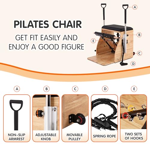 Pilates Chair,Pilates Reformer Machine for Home,Stability Pilates Pro Chair Equipment,Yoga Pilates Fitness Trainer