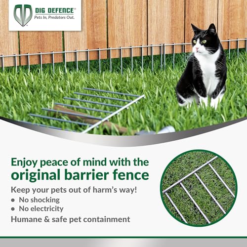 Dig Defence - The Original Animal Barrier Fence, No Dig Underground Fence System for Dogs and Other Animals, 10 Pack - Up to 30’ Total Length - No Dig Fence, (Black)