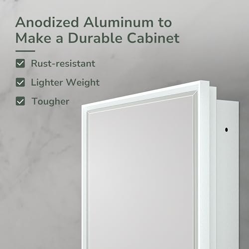TokeShimi Recessed Medicine Cabinet with Mirror Wall Mounted, Metal Beveled Mirror with Storage for Bathroom Vanity, Aluminum Alloy Medicine Cabinet Mirror Silver 16x24 1 Door