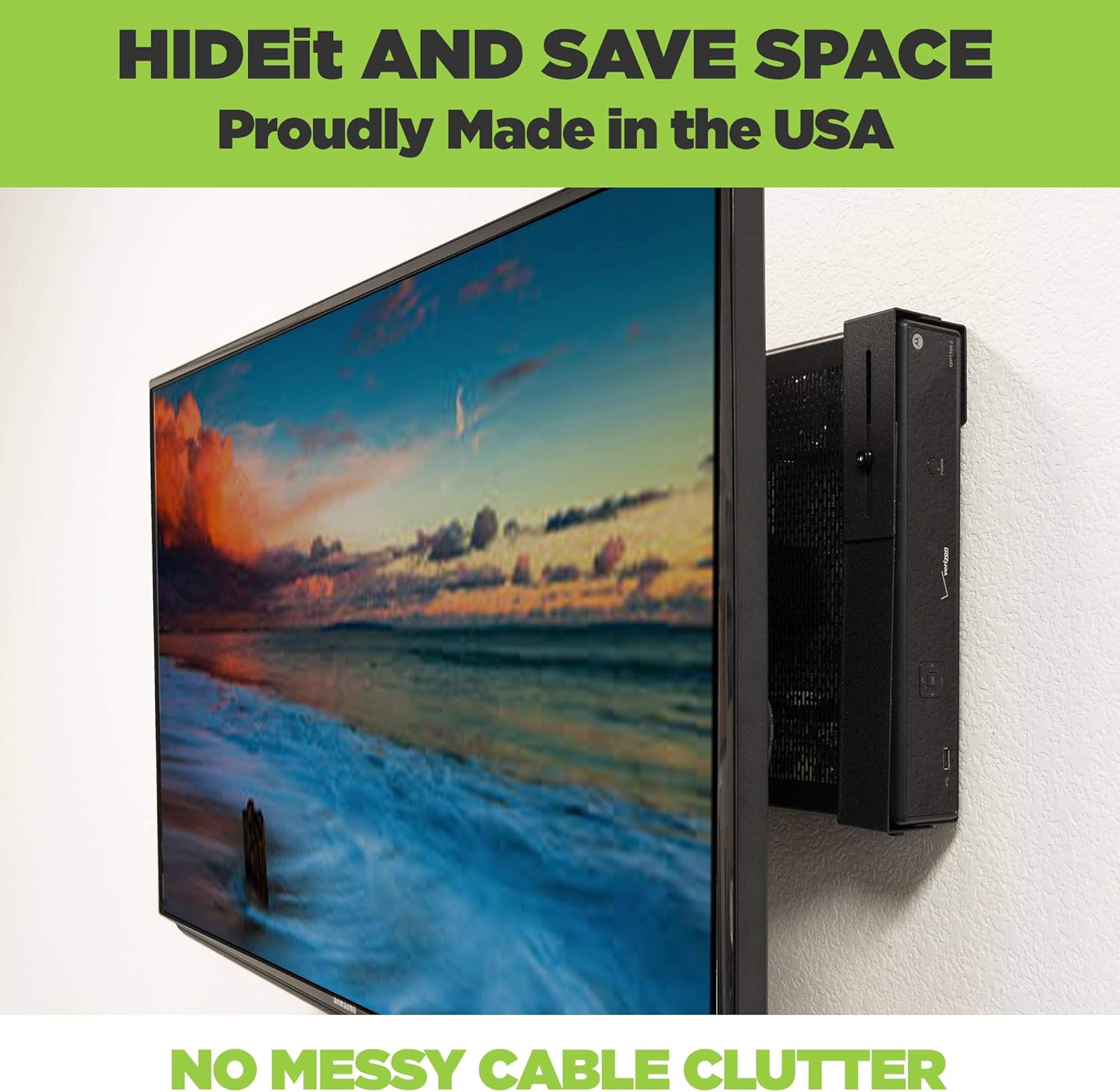 HIDEit Mounts Uni-MW Mount, Black Heavy Duty Steel Adjustable Medium and Wide Device Wall Mount, Hide Your Cable TV Box, Game Consoles, Set-Top Boxes, Satellite Receivers and More Pack of 2