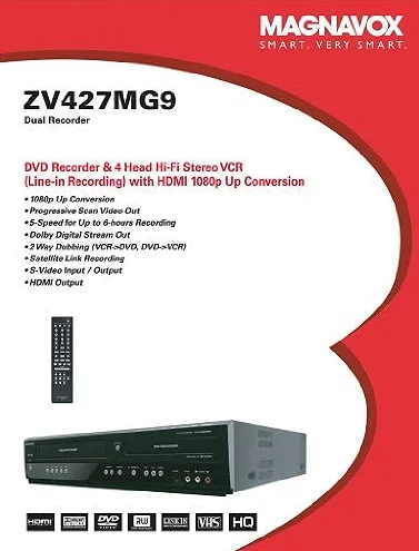 Magnavox ZV427MG9 DVD Recorder / VCR with Line-In Recording No Tuner (New)