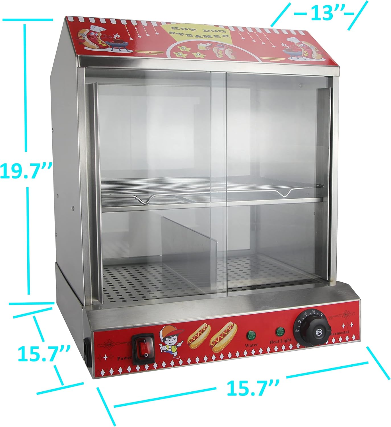 Hot Dog Steamer with Bun Warmer Machine Commercial Hot Dog Hut
