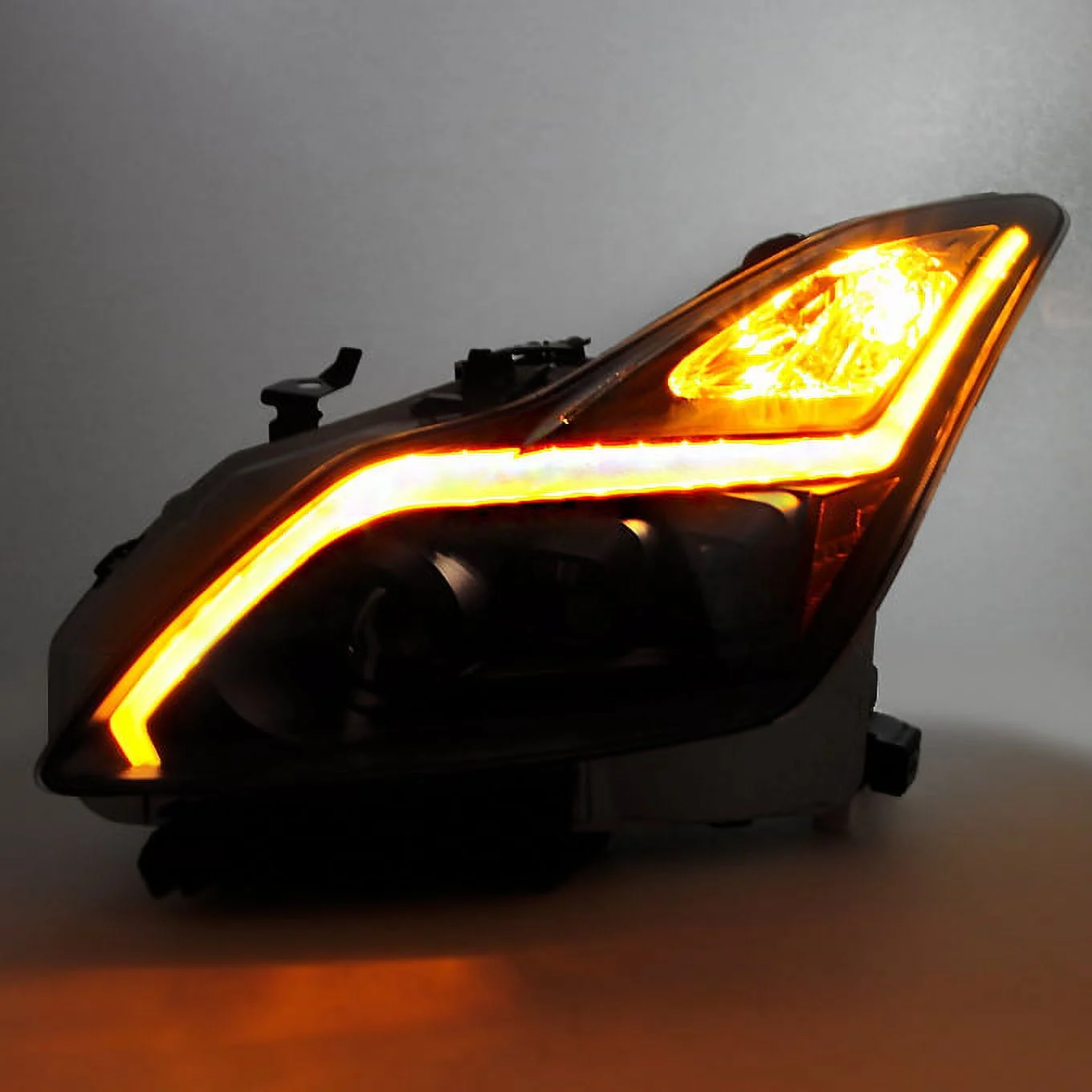 AKKON - Fit 2008-2013 Infiniti G37 / 14-15 Q60 LED Light Tube Projector Smoked Headlights & 3D LED Tail Lights - [Black Housing]