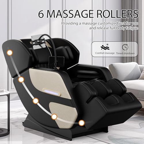 Massage Chair Full Body, Zero Gravity Massage Chair with Auto Modes, Airbag Massage, 6 Fix Point Rollers, Foot Massage, Heating, Touch Screen Controller, Gray Home Relaxation Recliner with Massage