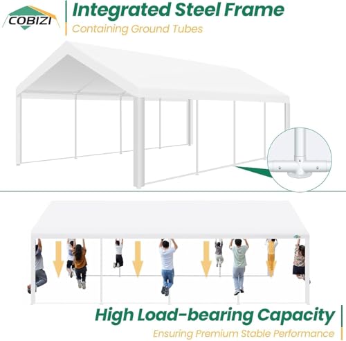 COBIZI 20x40 Party Tent Heavy Duty, Galvanized Wedding Tent, Event Shelter for Parties, Outdoor with Removable Sidewall & Built-in Sandbag, Carpas para Fiestas, Large Canopy, Waterproof, White
