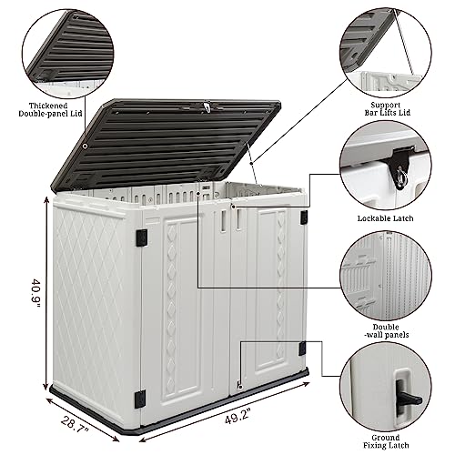 VINGLI Outdoor Storage Shed, Resin Storage Cabinet with Lockable Design, Weatherproof Tool Shed with HDPE Material, Resin Deck Box for Garden Tools, Pool Equipment, Garbage Cans, White (59 Cu.ft)