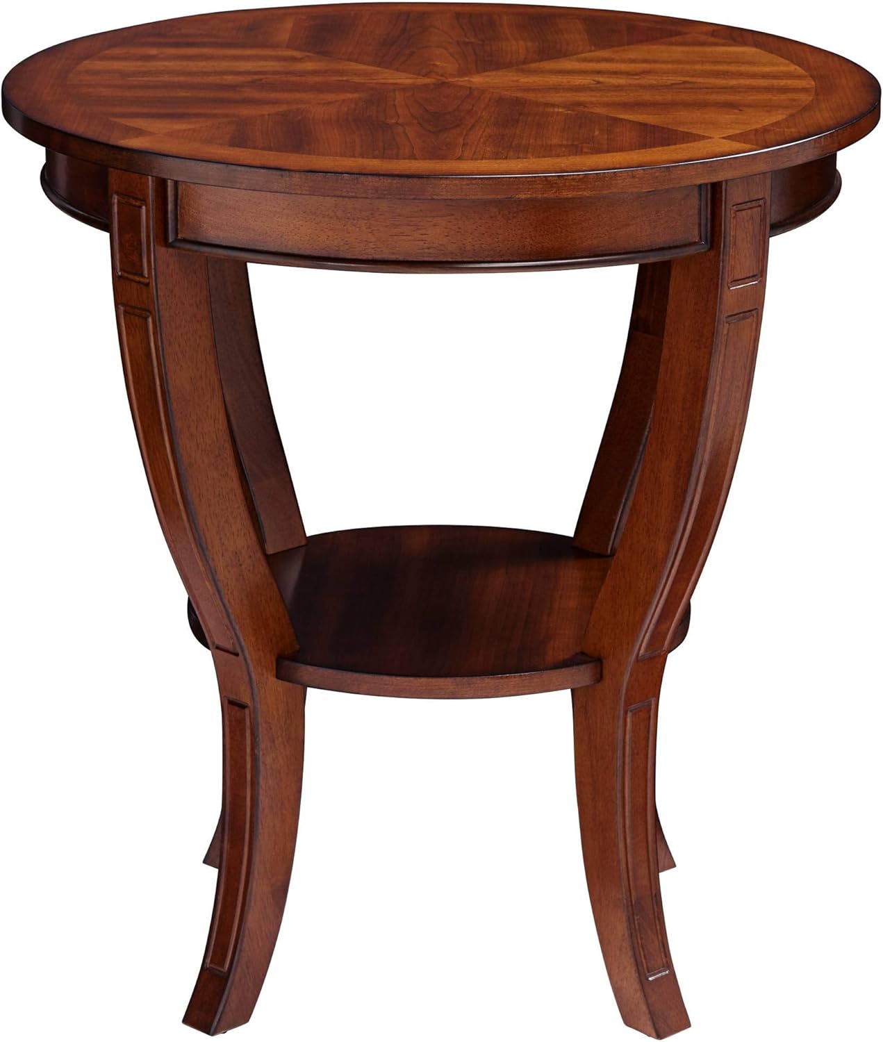 Patterson II Farmhouse Rustic Cherry Wood Round Accent Side End Table 26" Wide Natural Grain Curving Legs for Spaces Living Room Home House Entryway Balcony Bedroom Office