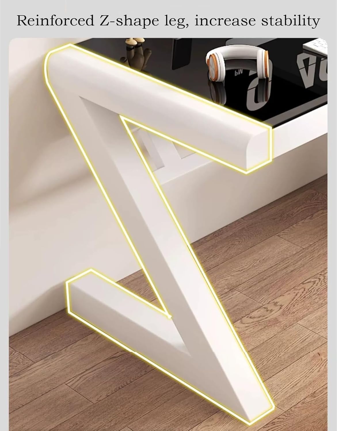 Modern Computer Desk Tempered Glass Large Office Desk with Threading Hole Storage Stand Study Writing Desk Easy to Install Computer Workstation for Home Office(Black,39.3 * 19.6'')