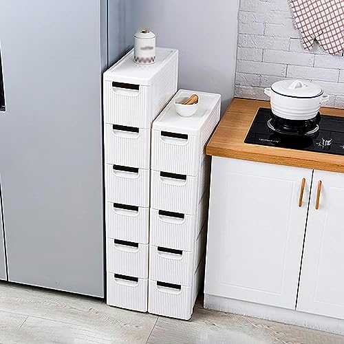Bathroom Thin Floor Cabinet with Drawer, Toilet Side Storage Shelf, Freestanding Bathroom Storage Organizer for Bedroom, Hallway