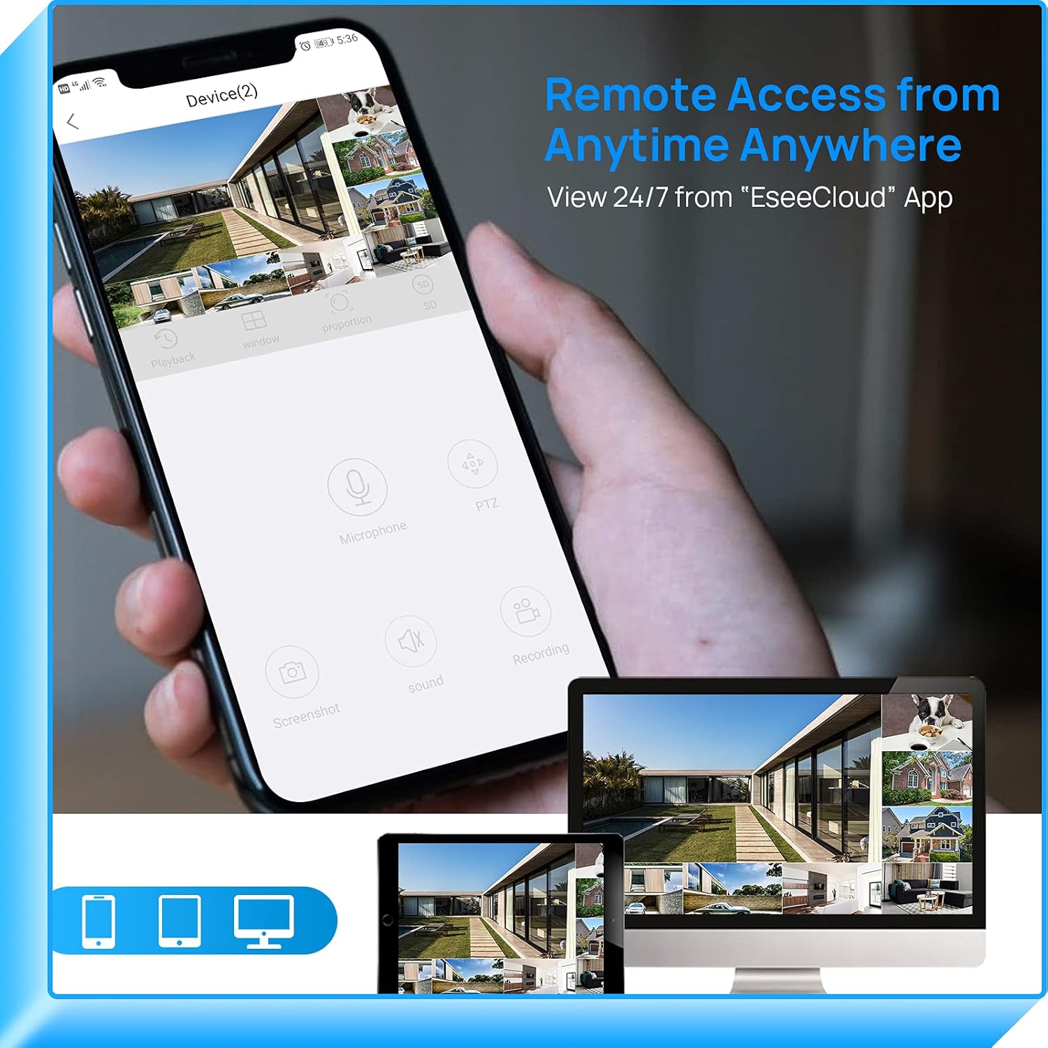 Hiseeu 2K Wireless Security Camera System Outdoor/Indoor 8 CH NVR kit 8Pcs Cameras 3MP WiFi Surveillance Camera for Home Night Vision,Bullet Camera Waterproof, Motion Detection, 3TB Hard Drive