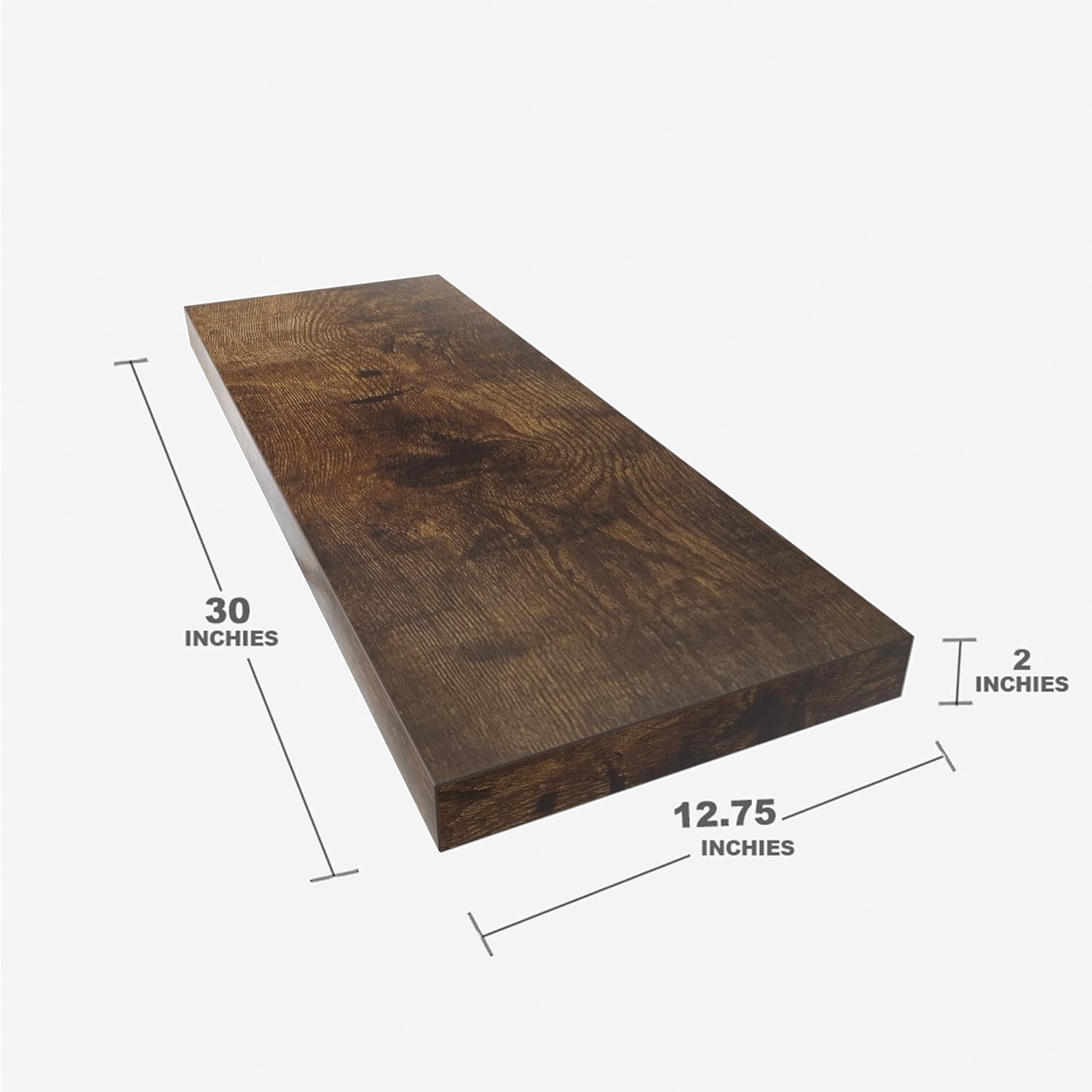 Wall Shelf of Set 3, Floating Shelves 24 in W x 12.75 in D x 2 in H, Wooden Floating Wall Shelf with Invisible Brackets for Living Room/Bedroom/Bathroom/Kitchen Storage and Decor, Rustic Brown