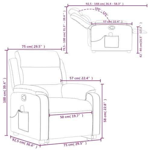 vidaXL Power Lift Massage Recliner - Dark Gray Velvet, Elderly Stand-Up Motorized Armchair with USB Vibration, Manual Tilt