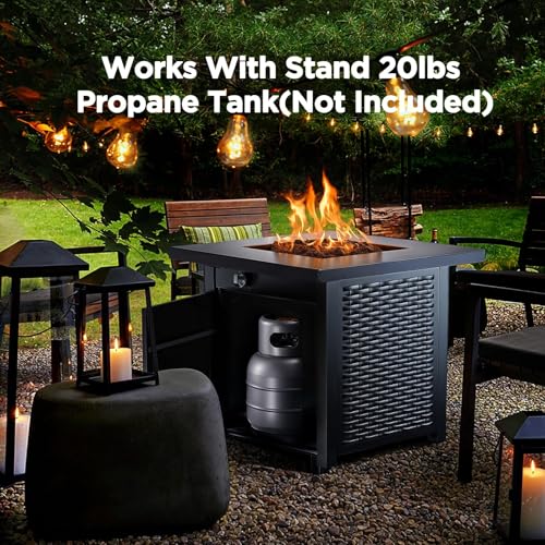 Ciays 42 Inch Gas Fire Pit Table, 60,000 BTU Propane Pits for Outside with Steel Lid and Lava Rock, 2 in 1 Firepit Table Gatherings Parties on Patio Deck Garden Backyard, Black