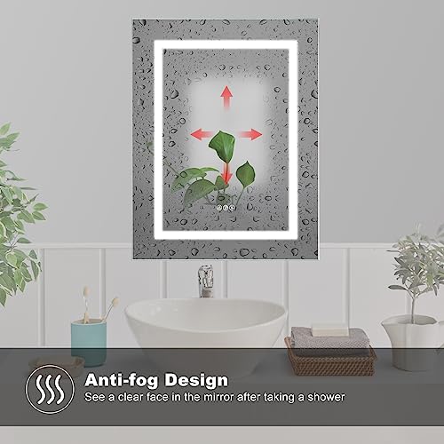 Lighted Medicine Cabinet with Mirror Electrical Outlet,20 X 26 Led Medicine Cabinet Mirror for Bathroom,Internal Light,Recessed Or Surface Wall Mounted, Defogger, Dimmer,Large Angle Hinge