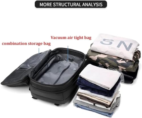Vacpack Backpack, Anti Theft Vacpack Travel Vacuum Backpack, 60L Expandable Backpack, Water Resistant (Grey+ Electric Vacuum)