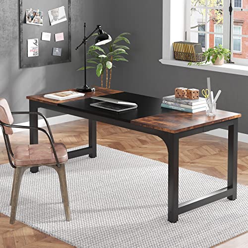 Tribesigns Modern Computer Desk, 63 x 31.5 inch Large Executive Office Desk Computer Table Study Writing Desk Workstation for Home Office, Spliced Desktop, White
