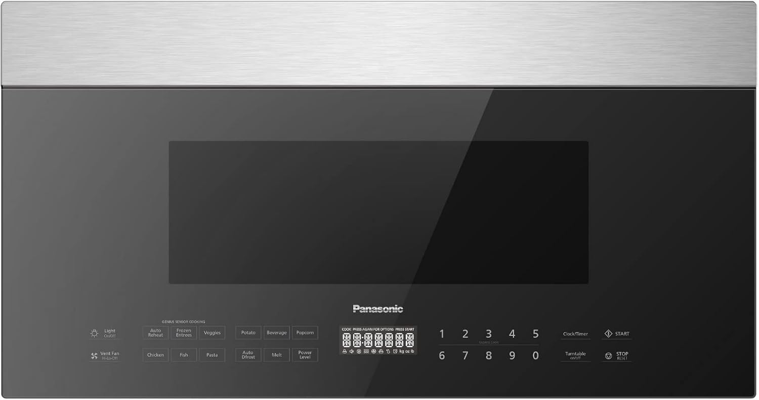 Panasonic NN-SU158S 1.9 Cubic Feet Over-the-Range 1000W Microwave Oven with Static Touch Control and Smoky Glass Design