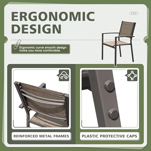 Flamaker Patio Chairs Textilene Outdoor Chairs Set of 6 Stackable Dining Chair for Backyard, Deck, Poolside (Grey)