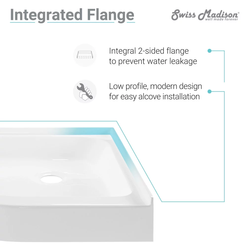 Swiss Madison Voltaire 32 x 32 Acrylic White, Single-Threshold, Center Drain, Neo-angle Shower Base