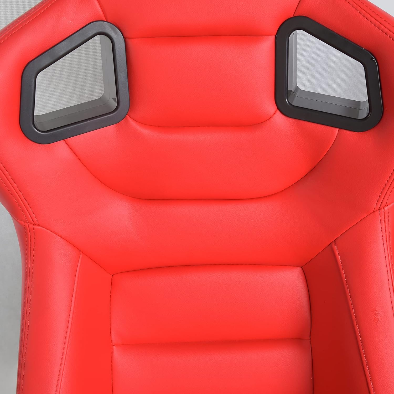 Racing Seats, Pair of PVC Leather Racing Bucket Seats with Dual Sliders, Black with Black Stitching