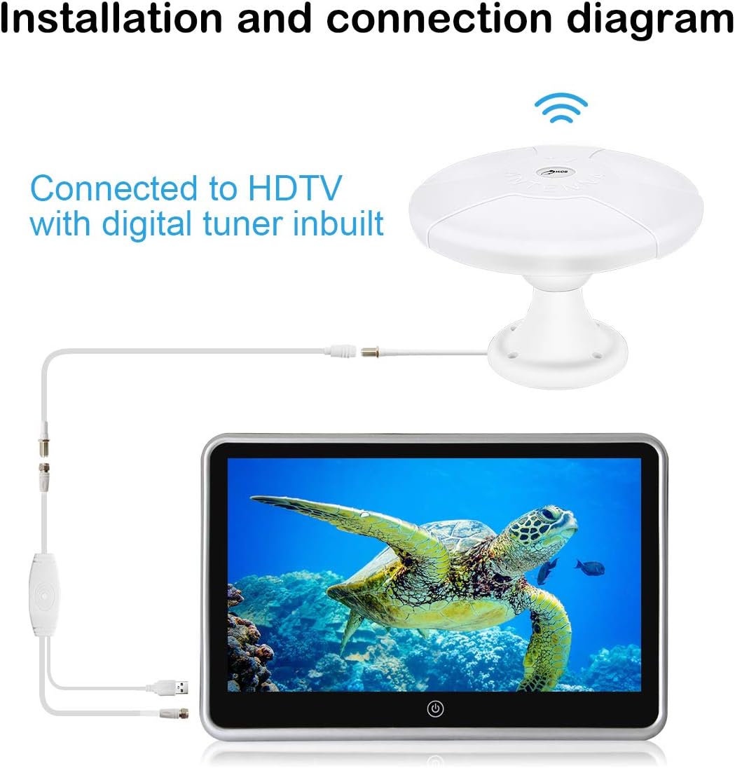 Long Range RV TV Antenna Outdoor Digital HDTV Antenna, Amplifier Signal Booster 16ft Coaxial Cable - for Camper, RV Trailer Truck Caravan Boat