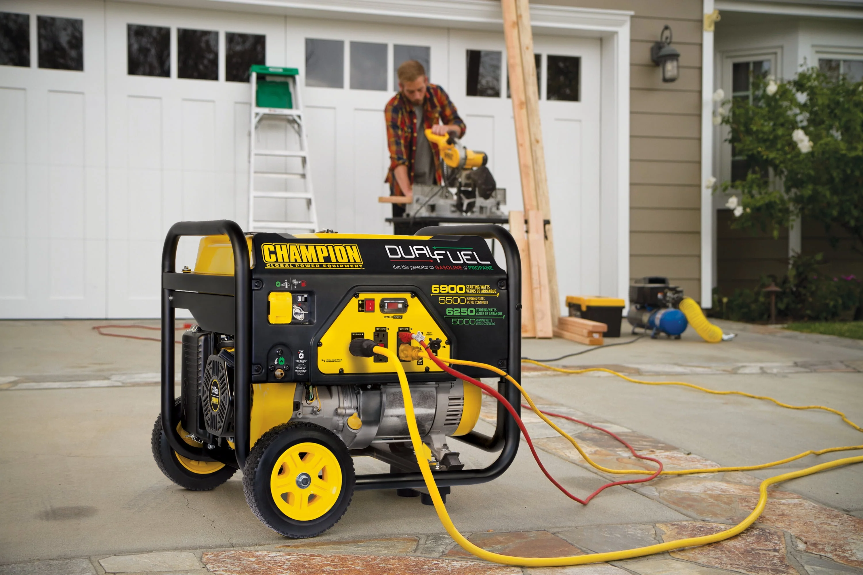 Champion Power Equipment 6900/5500 Watt Dual Fuel Portable Generator with Wheel Kit