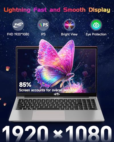 NIMO 15.6 IPS-FHD-Laptop, Intel Pentium 4 Cores N100 8GB RAM 128GB SSD Backlit Keyboard Fingerprint (Beat to i3-1115G4 Up to 3.4GHz) Computer for Student-Home WiFi 6 BT5.2 Win 11