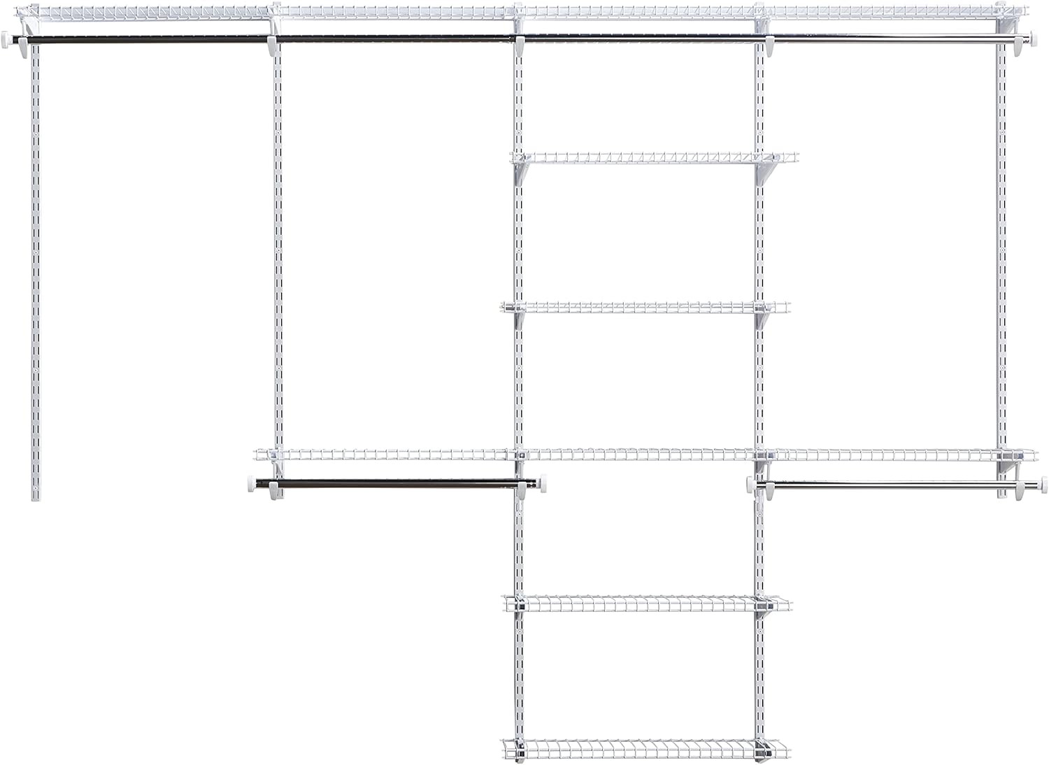 Rubbermaid Configurations Deluxe Closet Kit, Titanium, 4-8 Ft., Wire Shelving Kit with Expandable Shelving and Telescoping Rods, Custom Closet Organization  System, Easy Installation