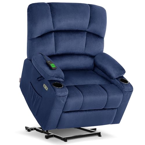 MCombo Large Dual Motor Power Lift Recliner Chair for Elderly, Massage and Heat, Lay Flat, Zero Gravity, Home Button, USB Port, Fabric 7680 (Large, Beige)