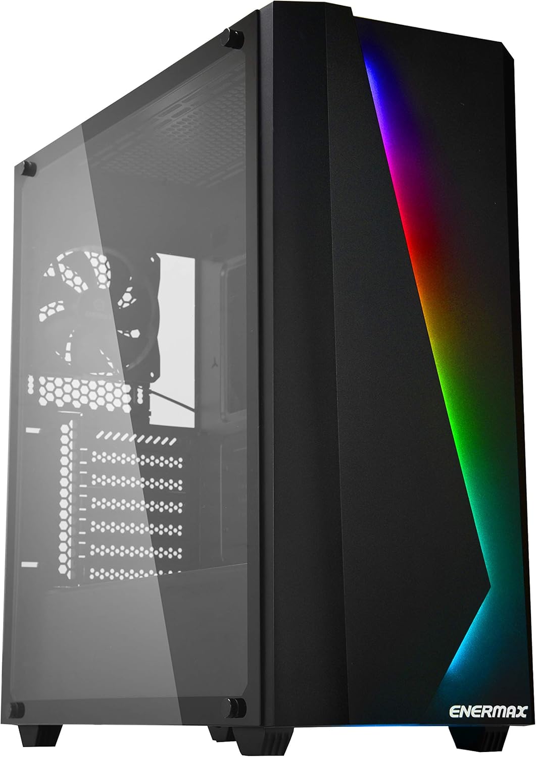 Enermax LIBLLUSION LL30 Addressable RGB ARGB Mid Tower Gaming PC Case Tempered Glass Pre-Installed Fans (X2), ECA-LL30-M1BB-ARGB