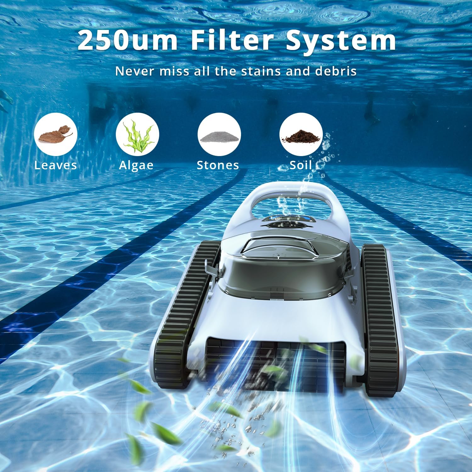 Seauto Crab Pool Vacuum, Cordless Robotic Pool Cleaner for Inground Pools, Wall Climbing, Sonar Navigation