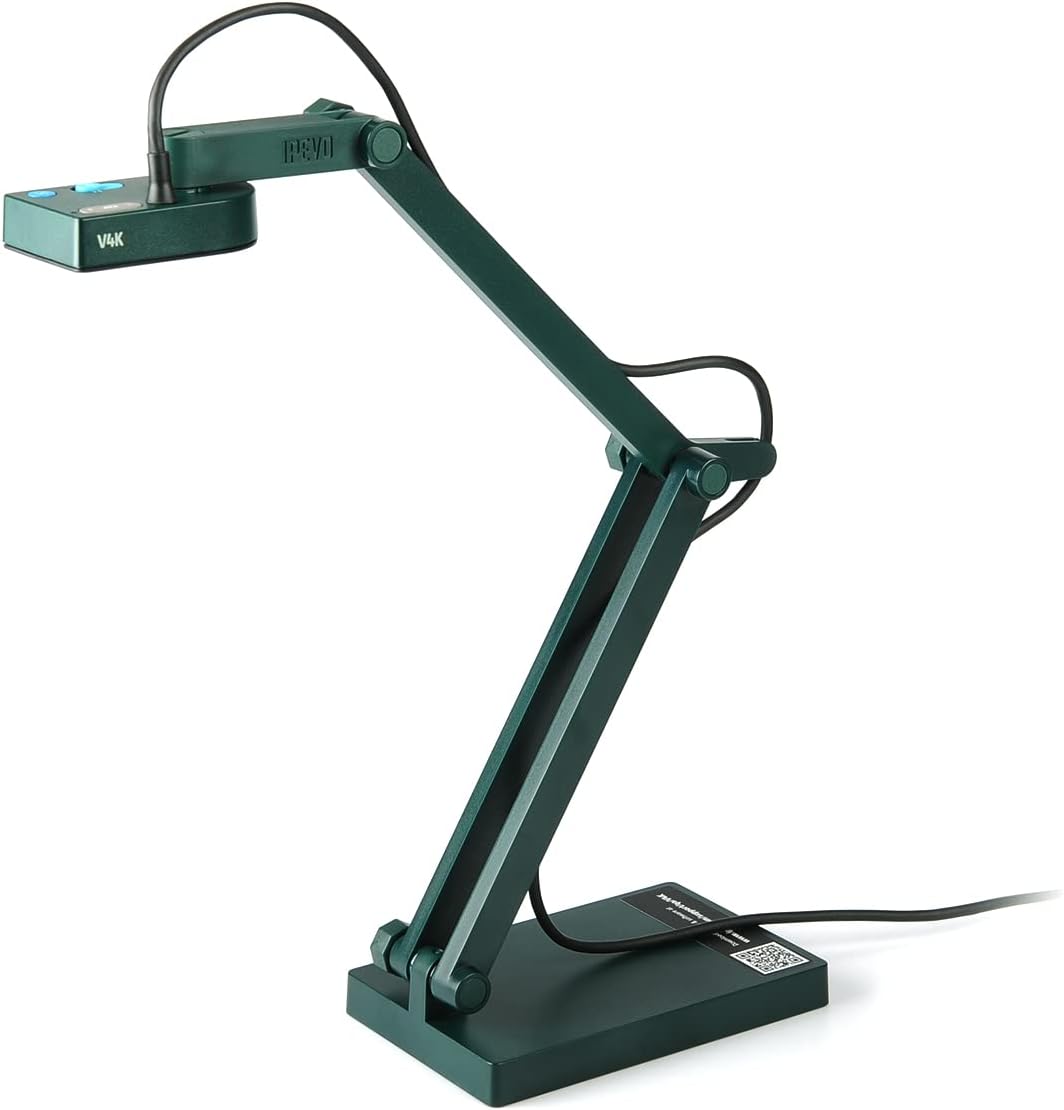 IPEVO V4K Ultra High Definition 8MP USB Document Camera — Mac OS, Windows, Chromebook Compatible for Live Demo, Web Conferencing, Distance Learning, Remote Teaching