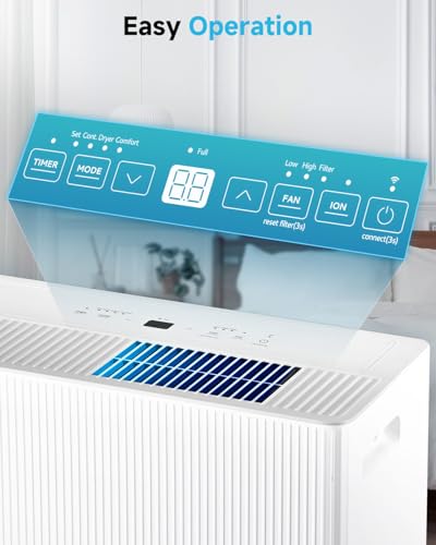 52 Pints Dehumidifiers for Home - 4500 Sq.Ft Energy Star Dehumidifier with Drain Hose for Basement Bedroom Bathroom Large Room,Auto Defrost,Intelligent Humidity Control, 0.85 Gal Water Tank