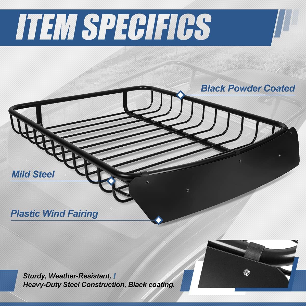 51 inches x 40 inches Mild Steel Roof Rack Top Cargo Carrier Basket