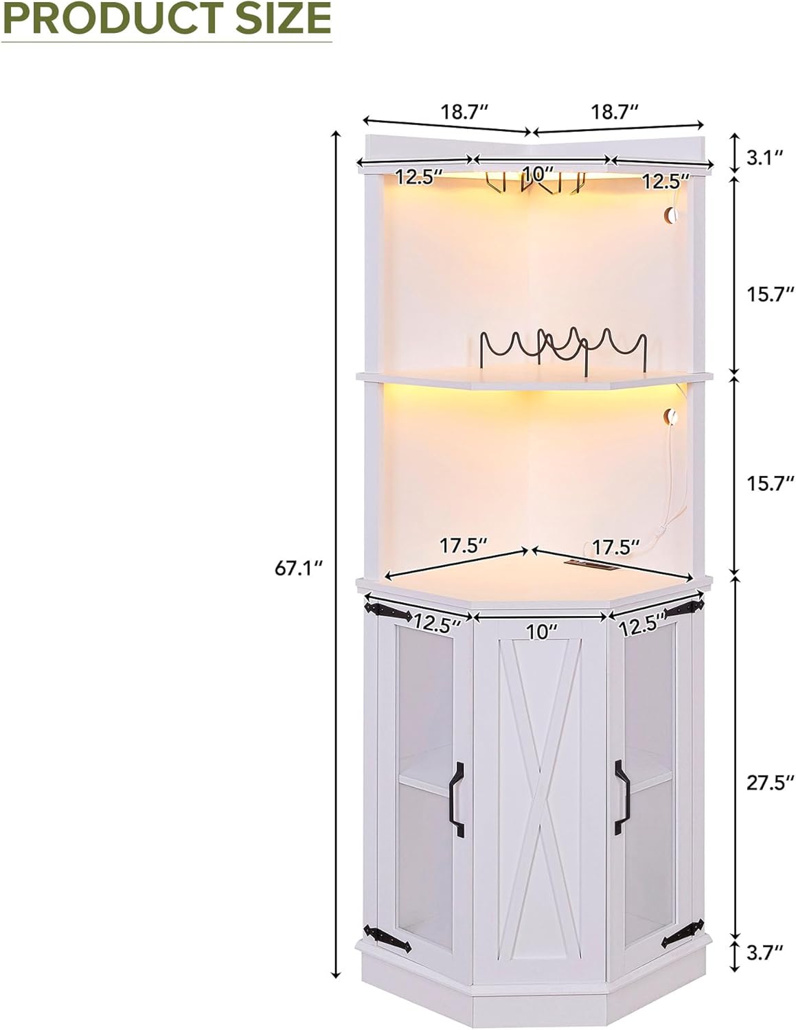 67.7" Corner Bar Cabinet, Modern Wine Bar Cabinet with Shelves for Dining Room, Living Room, Kitchen