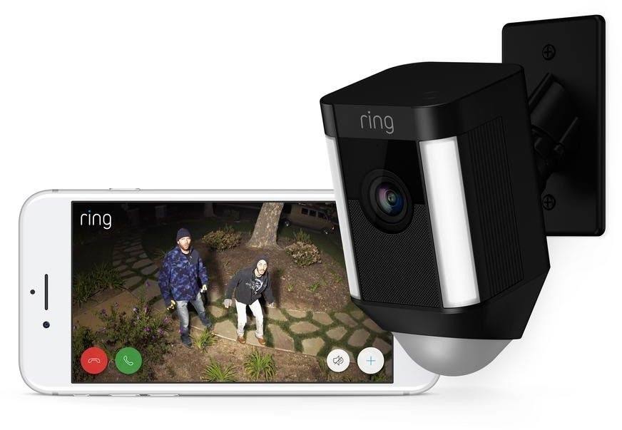 Ring - Spotlight Indoor/Outdoo Wi-Fi Wireless Security Camera - 1080p - Black