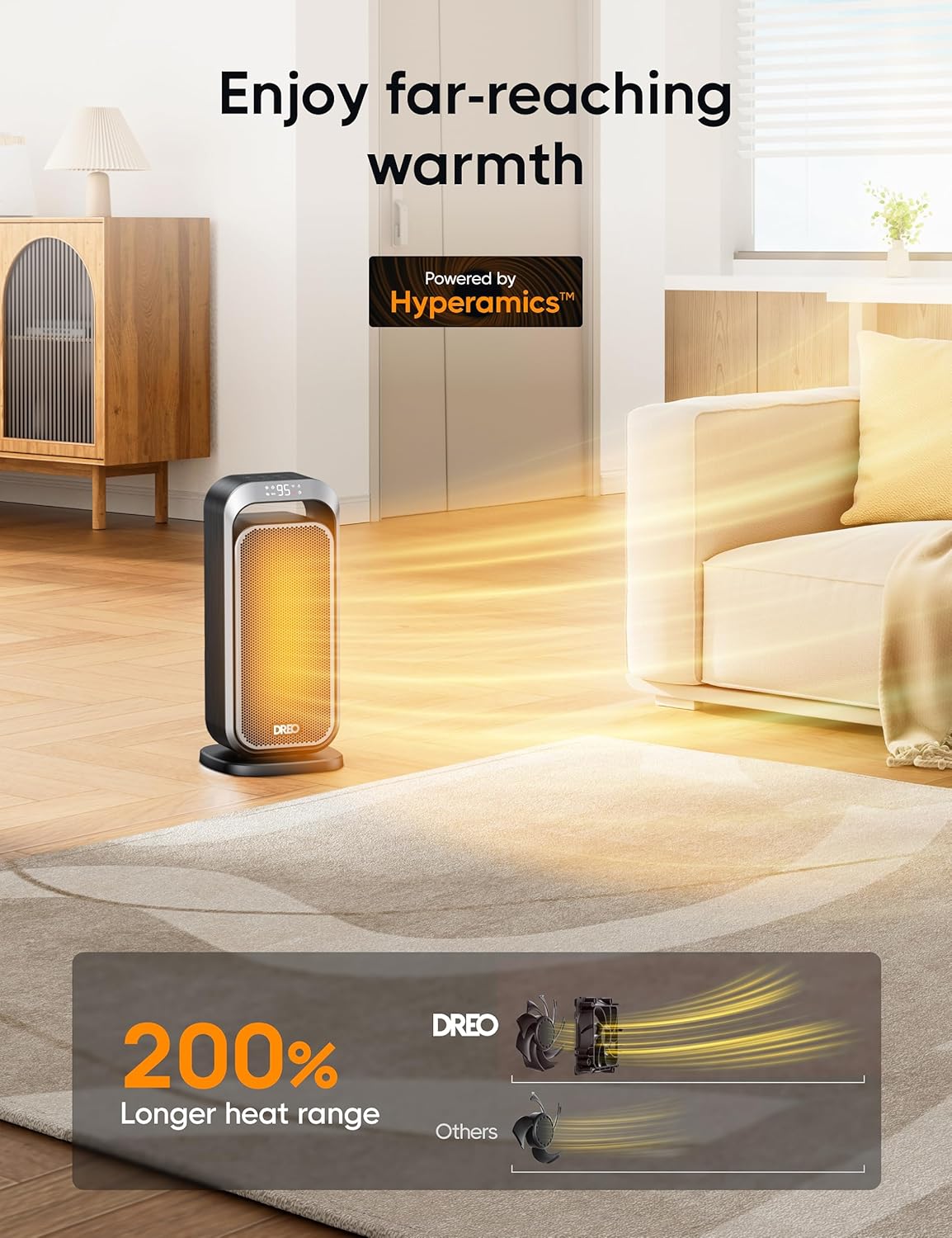 Dreo 1500W Oil Filled Radiator and 15 Inch Portable Heaters Bundle with Remote Control, Safety Features