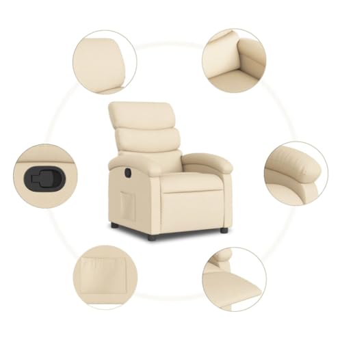 Recliner Chair Cream Fabric,Cozy Recliner Chair with Manual Adjustment & Comfortable Fabric Upholstery Living Room Furniture, Chaise Lounges