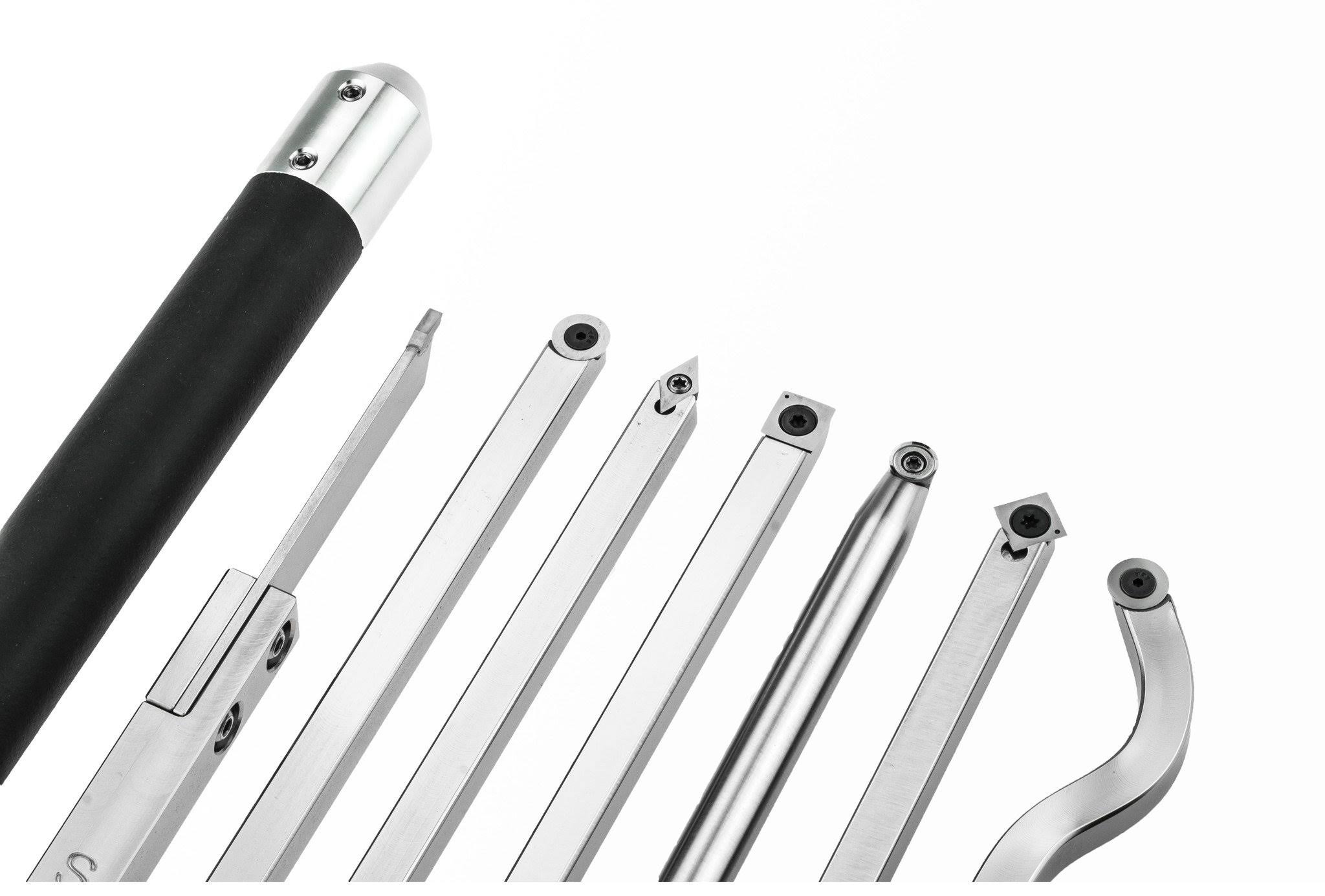 Simple Woodturning Tools 7 Tool Set of Carbide Lathe Tools with Interchangeable Foam Grip Handle