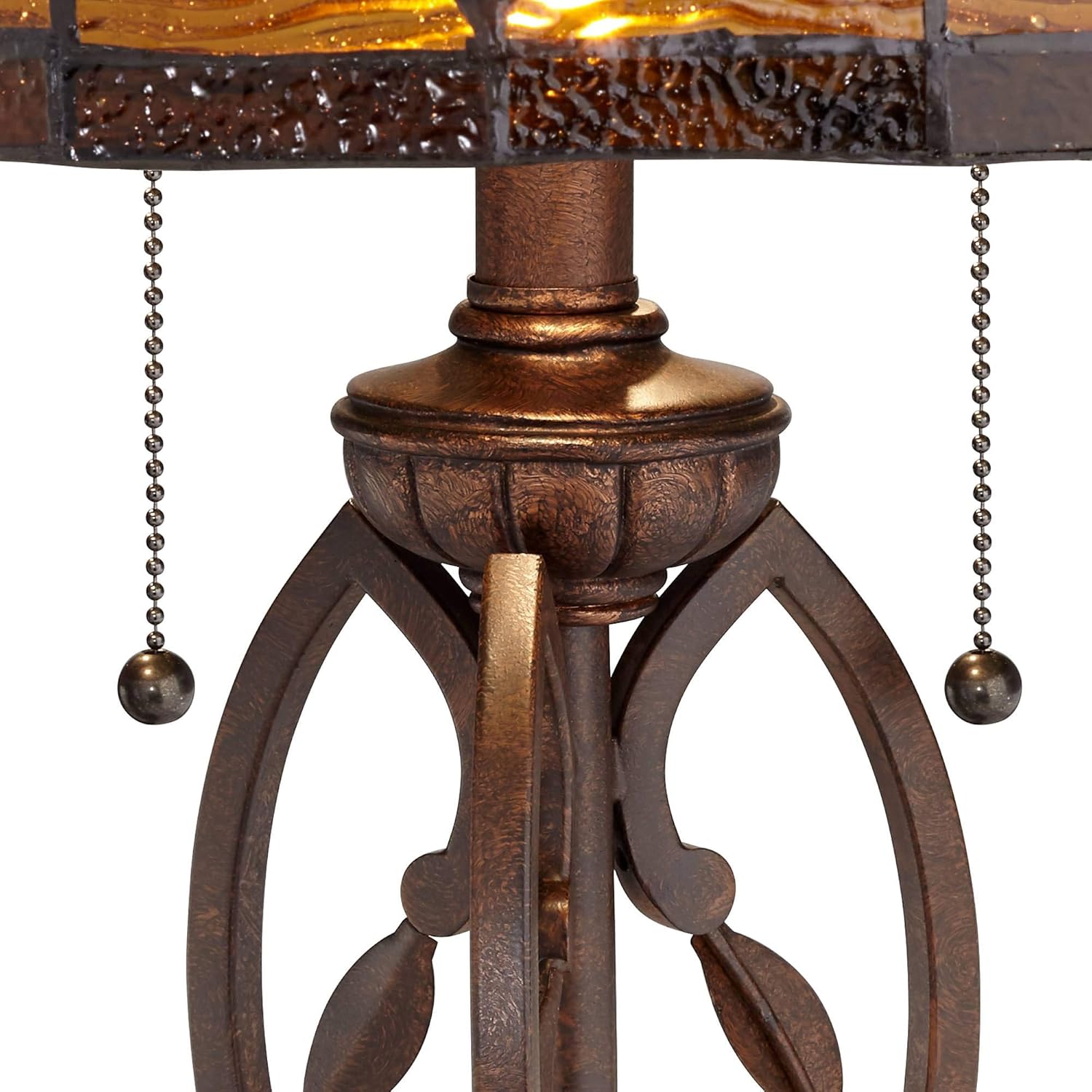 Robert Louis Tiffany Traditional Tiffany Style Table Lamp 26" High Blossoming Bronze Brown Leaf and Vine Antique Glass Shade Decor for Living Room Bedroom House Bedside Nightstand Home Office