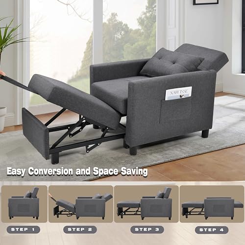 Sofa Bed Sleeper Sofa Couch with Pullout Bed 3-in-1 Sofa Bed Chair Convertible Sleeper Chair Bed Adjust Backrest Into a Sofa Foldable Bed Modern Chair Bed Sleeper for Adults, Deep Blue