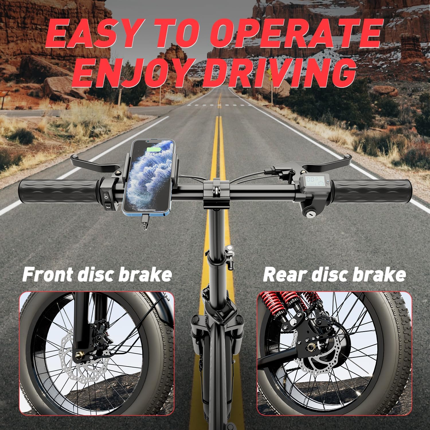 Tomofree Folding Electric Bike for Adults 30MPH 1200W EBike, 48V 20AH Removable Battery for Electric Bicycles, 40Miles Max Range, 10 Shock Absorbers, 16'' Tire Foldable E-Bike, City Commuter