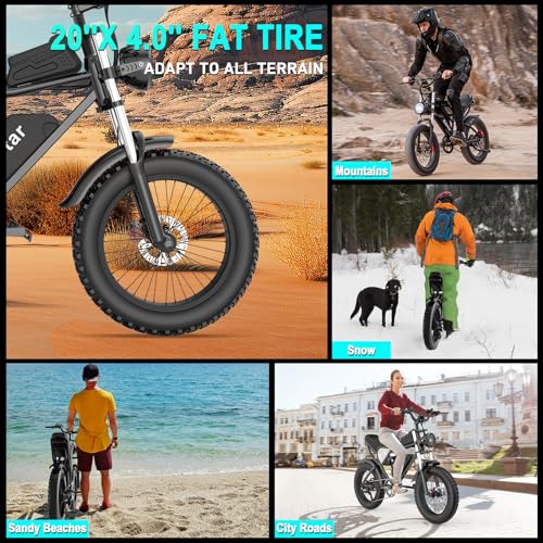 Electric Bike for Adults, 𝟭𝟬𝟬𝟬/𝟭𝟮𝟬𝟬/𝟭𝟱𝟬𝟬/𝟮𝟬𝟬𝟬𝗪,25/30/35MPH Dirt Bike, 48V 15/20AH,52V 40AH Removable Battery, Max 50-180Miles Motorcycle, 20" Fat Tire Ebike, 7-Speed & UL Bicicleta