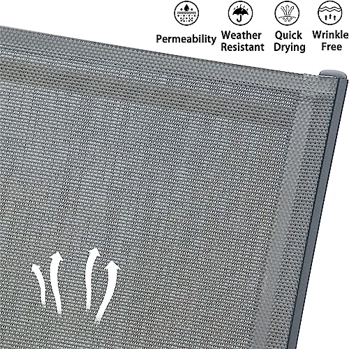 Patio Chaise Lounge Chair Set of 3,Outdoor Aluminum Polypropylene Sunbathing Chair with 5 Adjust Position,Side T for Beach,Yard,Balcony,Poolside(Grey,2 Lounge Chair+1 T) Patio Furniture & Accessories
