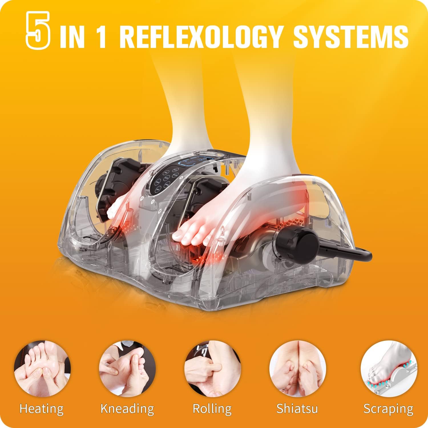 Foot Massager Machine Shiatsu Massager Deep Tissue Electric Massager with Heat, Deep Kneading with Heat Therapy, Increases Blood Flow Circulation.