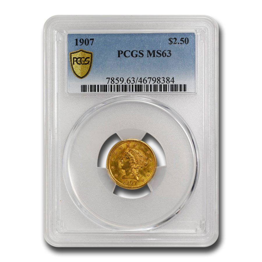1907 $2.50 Liberty Gold Quarter Eagle MS-63 PCGS